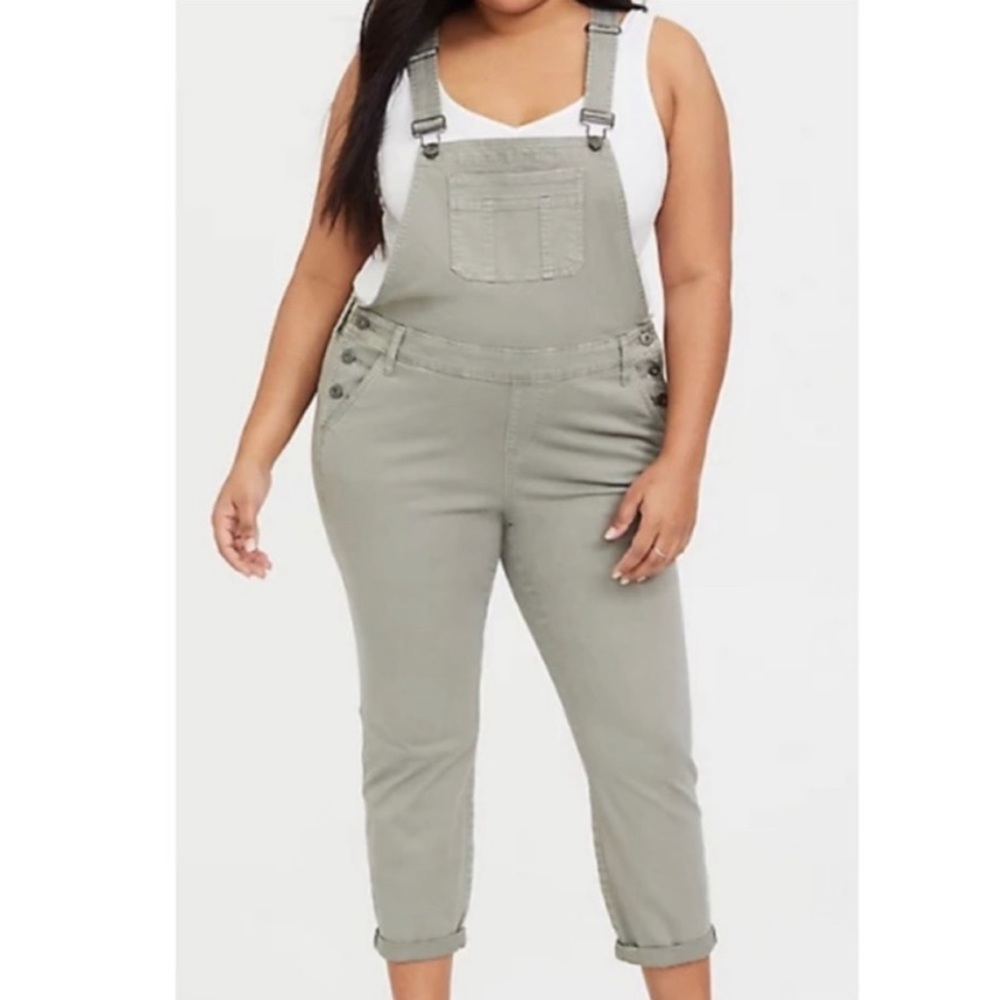Torrid Sage Twill Crop Overalls - 14
